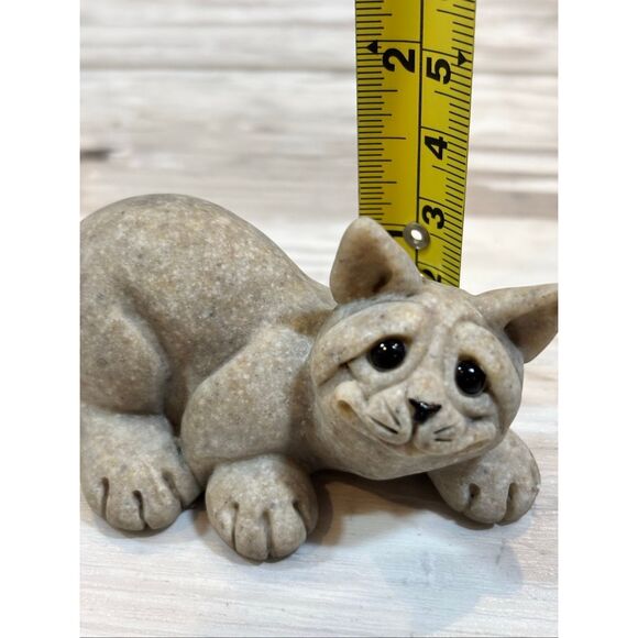 Vintage Quarry Critters Cameron Cat Figurine Second Nature Design Stone Laying - Picture 10 of 11